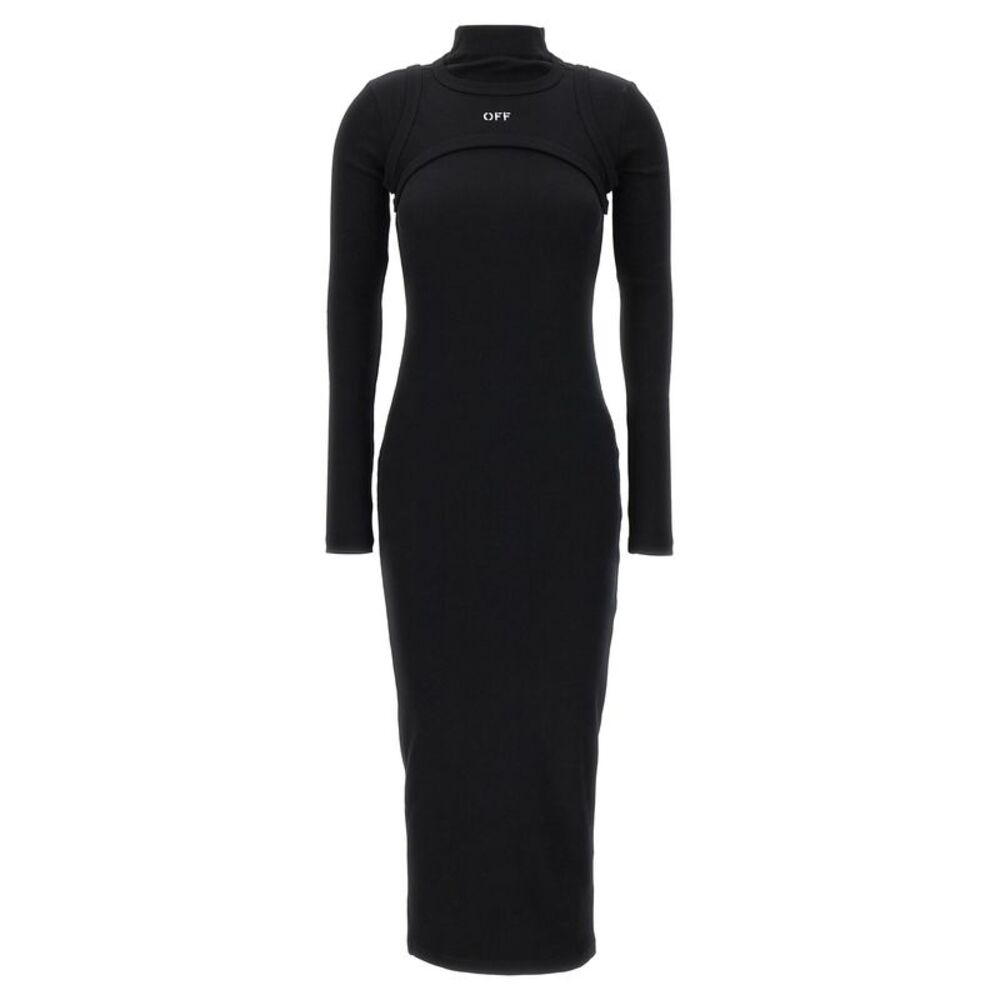 Off-White Black Cotton Midi Women's Dress